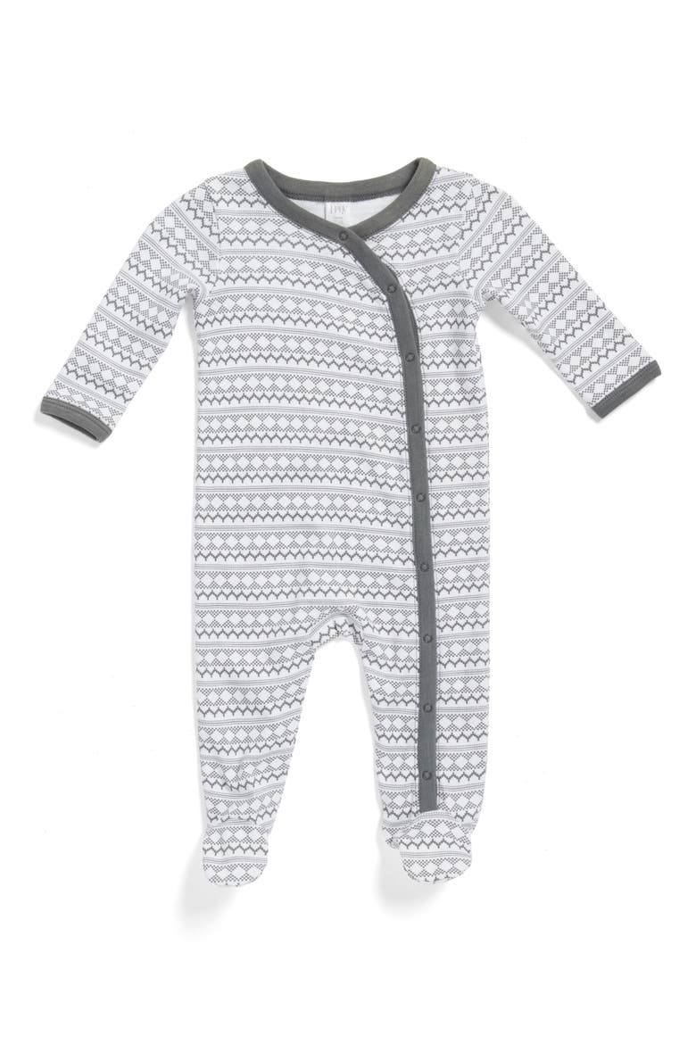 Print Cotton Footie, Main, color, GREY PEARL FAIRISLE