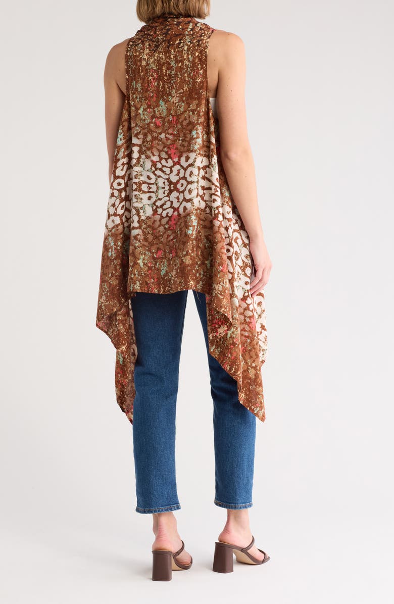 La Fiorentina Cheetah Print Sleeveless Cardigan, Alternate, color, Brown Multi