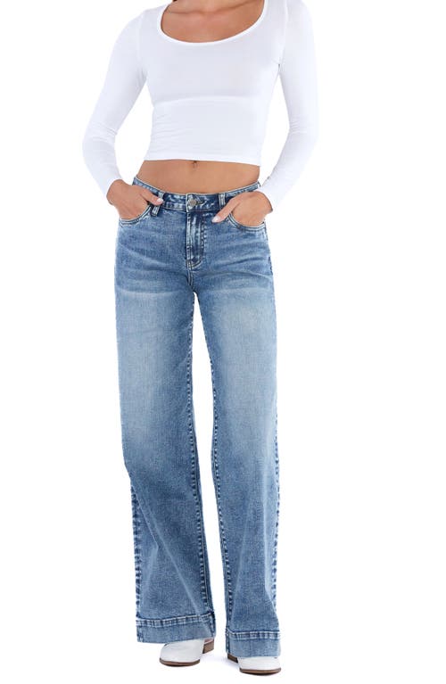 Hint Of Blu Mighty High Waist Wide Leg Jeans In City Blue
