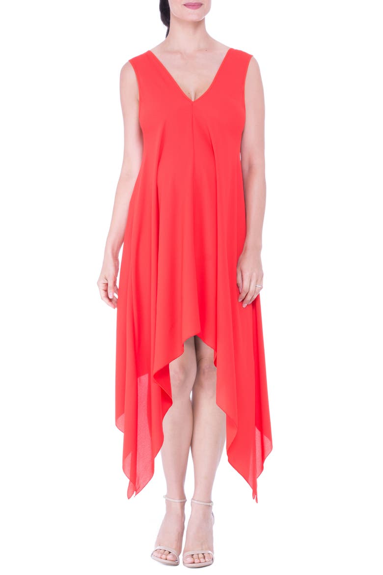 Handkerchief Hem Maternity Dress, Main, color, RED