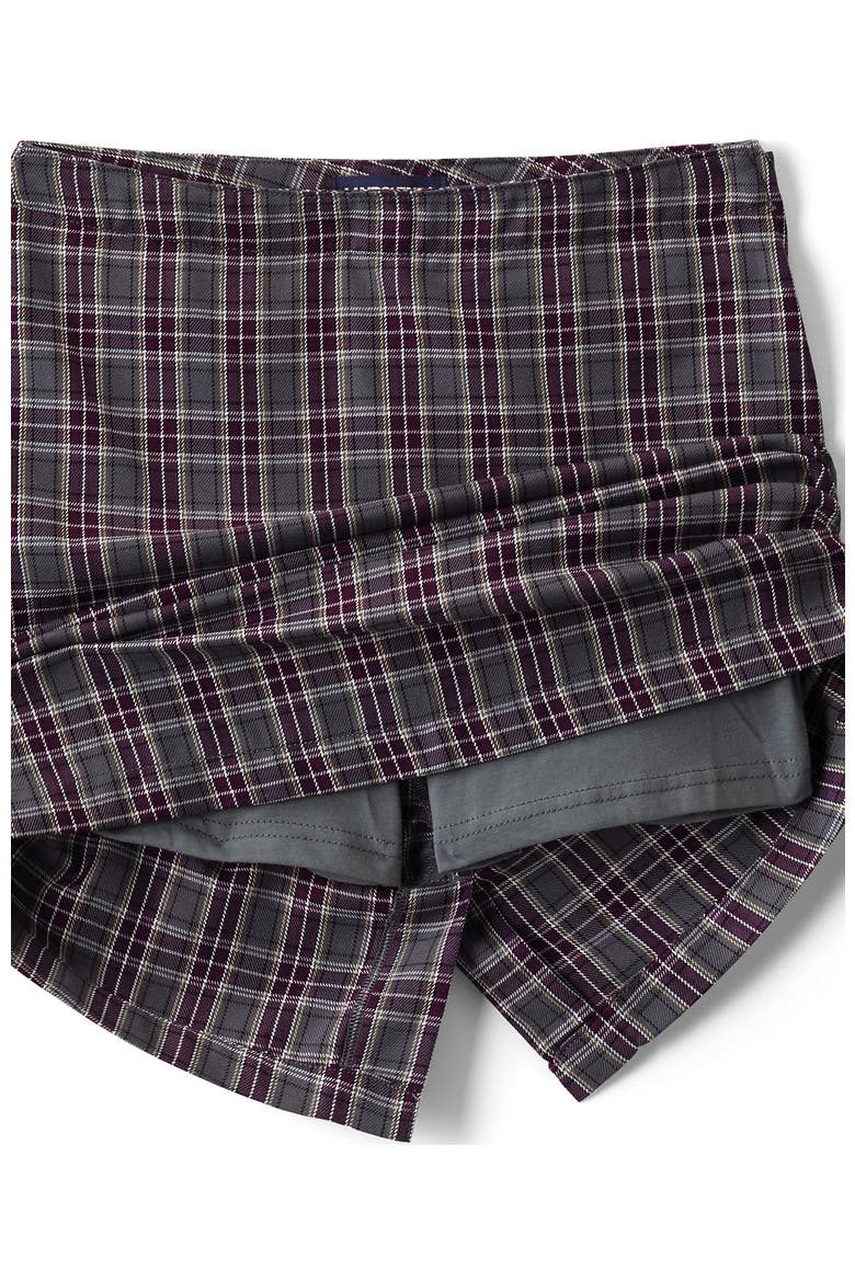 Girls Top Of Knee Plaid Skort, Alternate, color, Plaid Gray Heather/Maroon