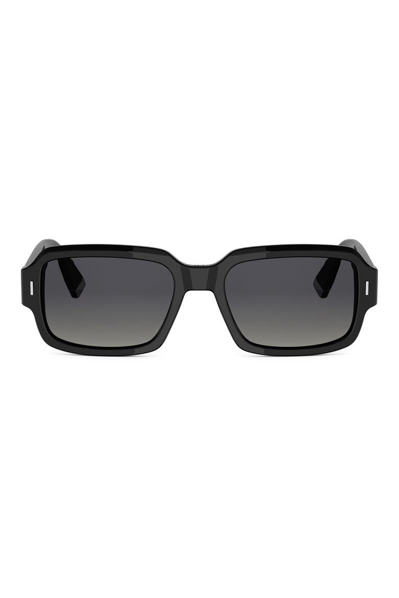 'DiorTailoring S2I 56mm Geometric Sunglasses, Main, color, SHINY BLACK / GRADIENT SMOKE