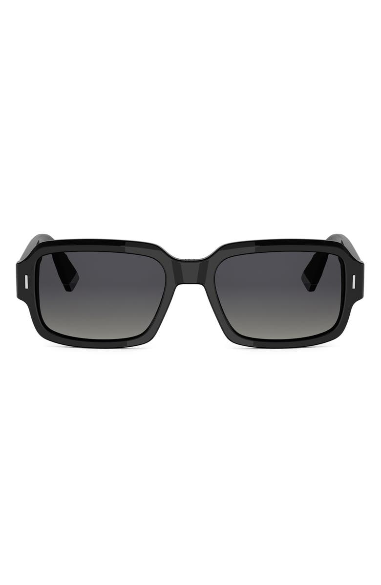 DIOR Tailoring S21 56mm Geometric Sunglasses, Main, color, Shiny Black / Gradient Smoke