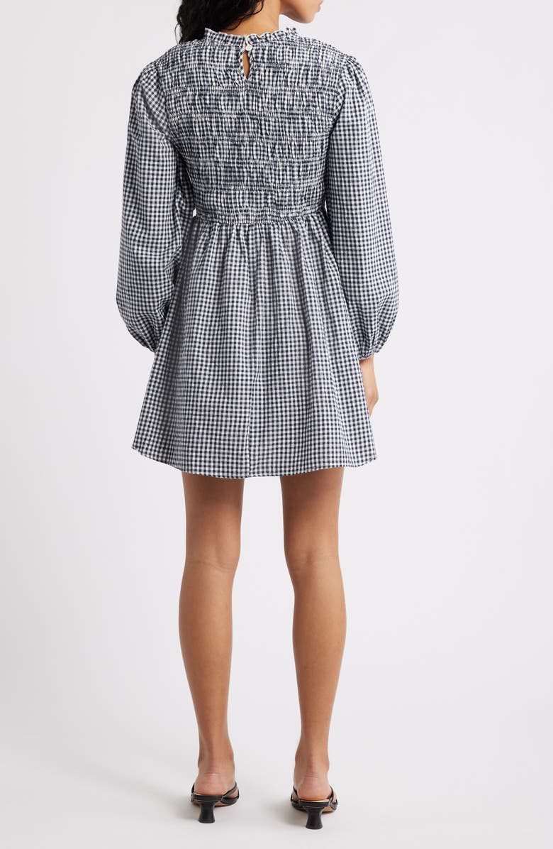 Petal & Pup Jessen Long Sleeve Minidress, Alternate, color, Navy Gingham