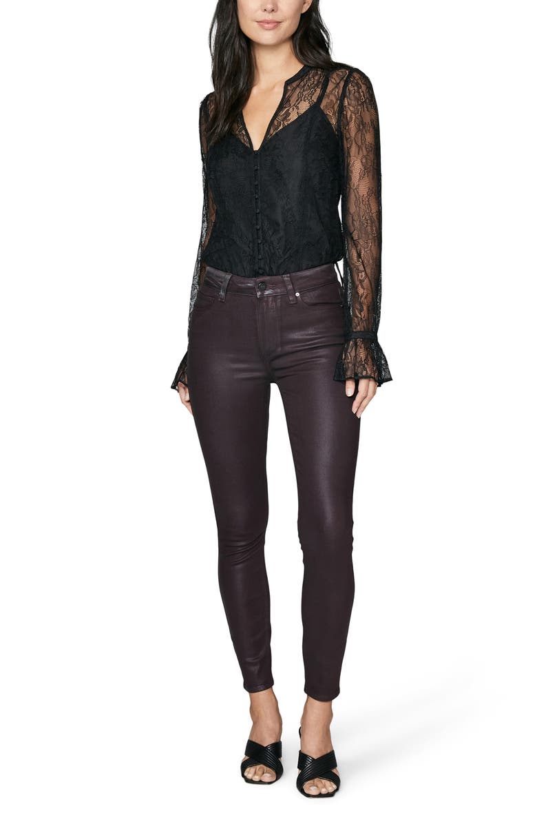 PAIGE Hoxton Coated High Waist Ankle Skinny Jeans, Alternate, color, 