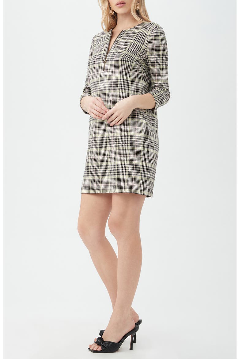 Venda Plaid Three-Quarter Sleeve Shift Dress, Alternate, color, MULTI