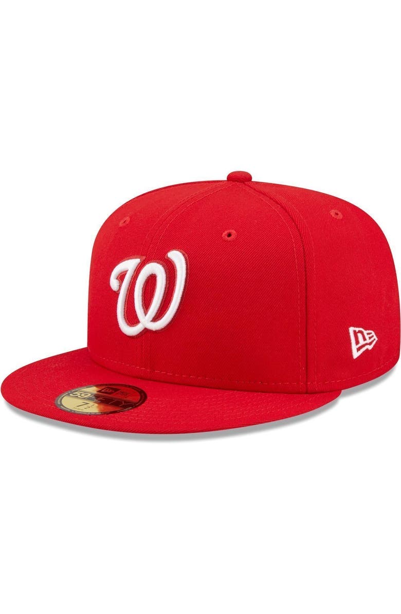 New Era Men's New Era Red Washington Nationals White Logo 59FIFTY Fitted Hat, Alternate, color, Red