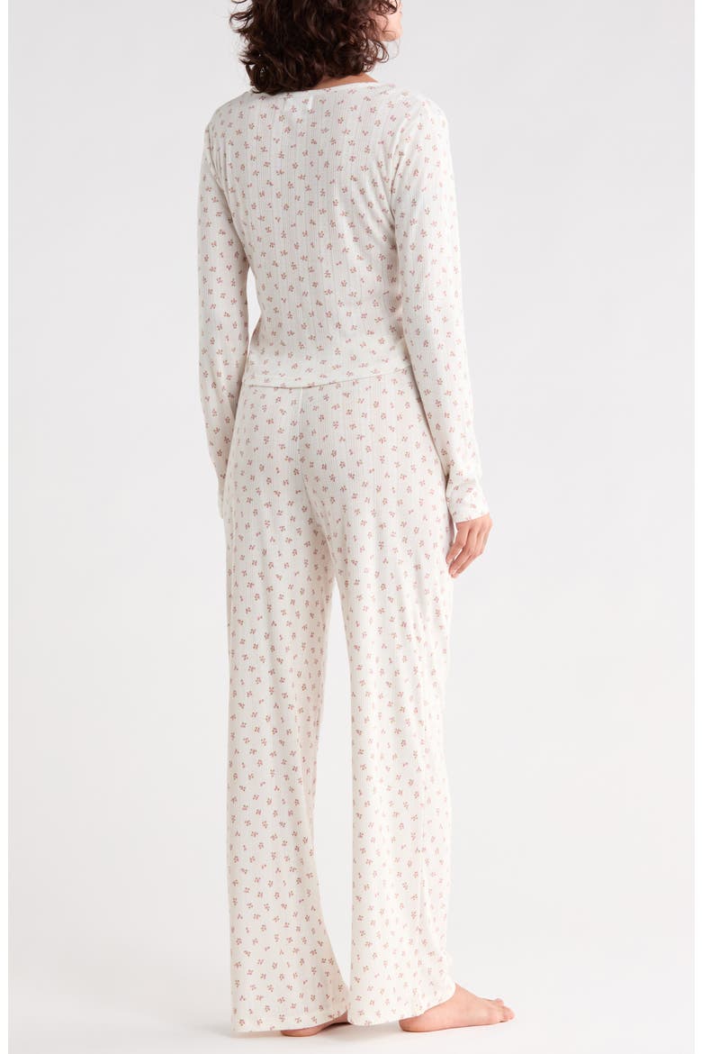 Pointelle Long Sleeve Pajamas, Alternate, color, IVORY ROSETTE DITSY