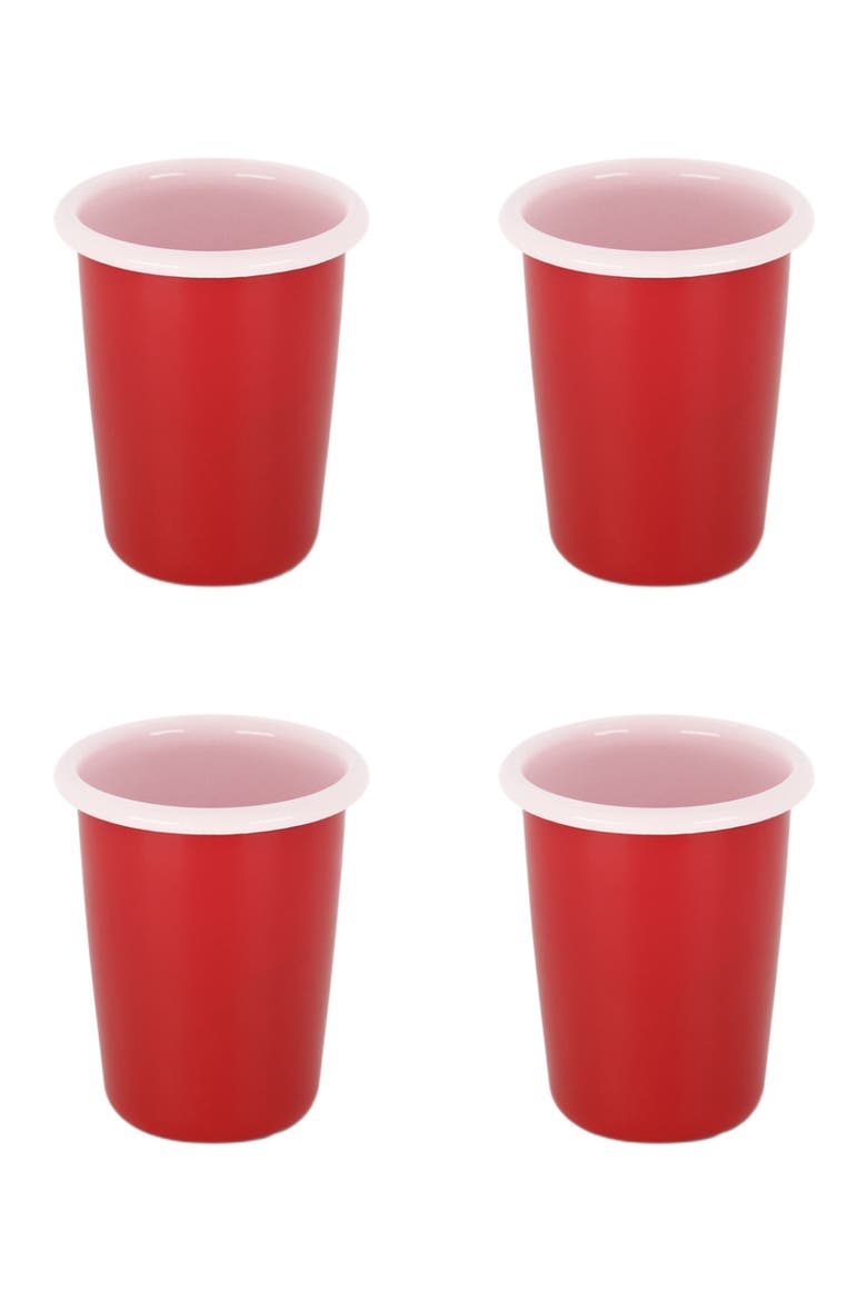 Small Two Tone Enamel Tumbler - Set of 4, Main, color, Red & Pink