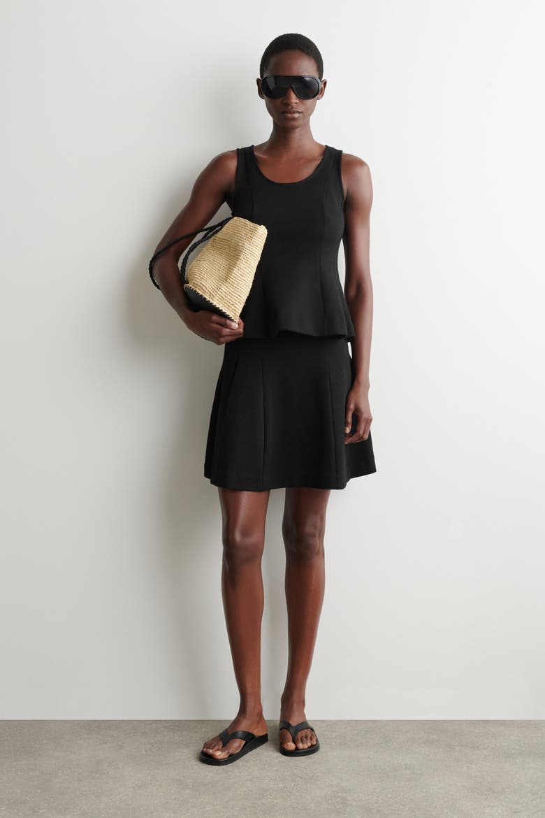Sculpted Paneled Jersey Top, Alternate, color, BLACK