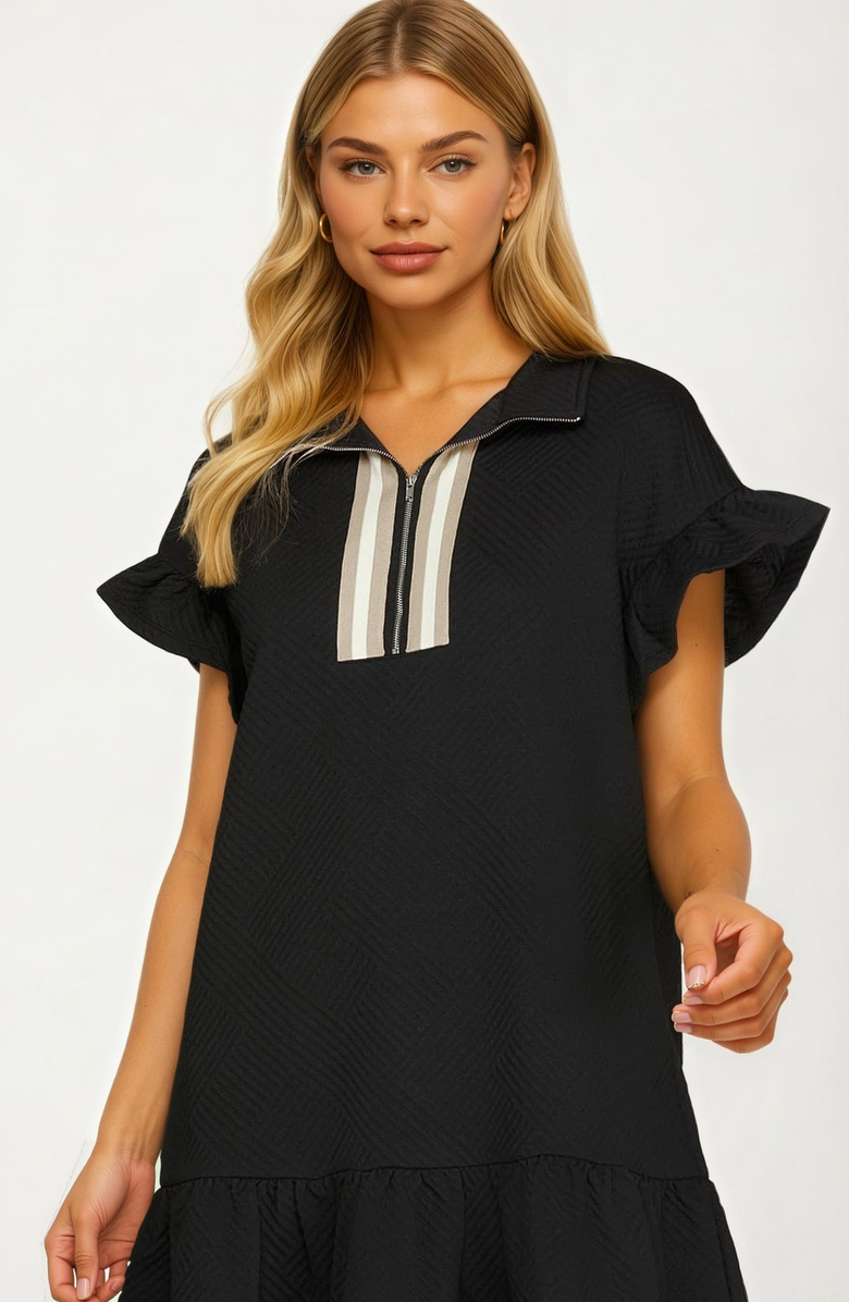 Knit and Lounge Textured Flutter Sleeve Mini Dress, Alternate, color, 