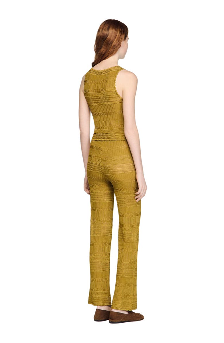 SANDRO Floral pointelle knit top, Alternate, color, Olive