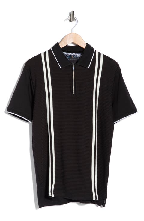 Quarter Zip Textured Knit Polo