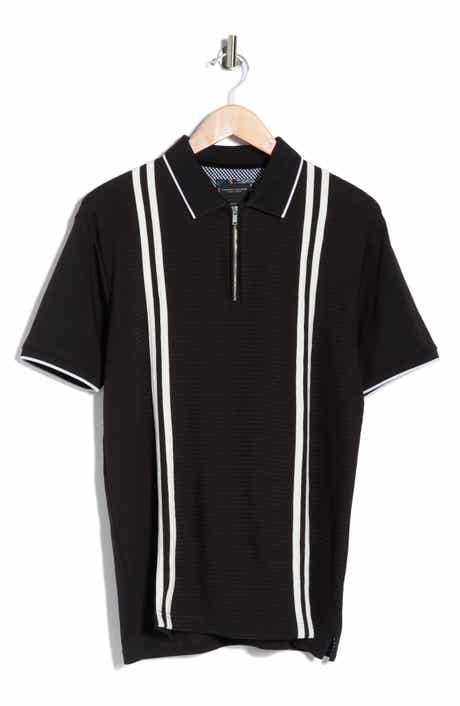 DENIM AND FLOWER Quarter Zip Textured Knit Polo