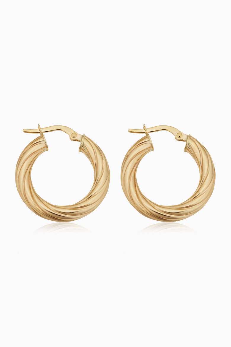 14K Gold With A Twist Round Hoops, Alternate, color, Yellow Gold