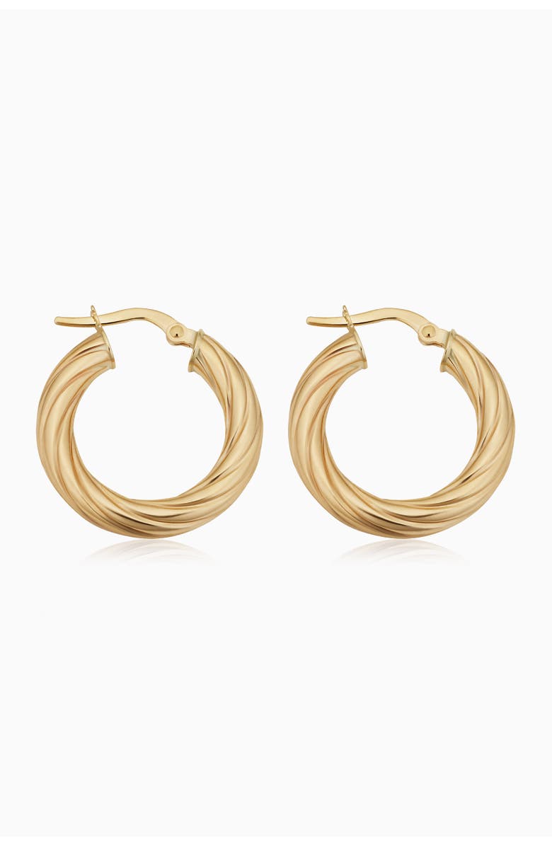 Oradina 14K Gold With A Twist Round Hoops, Alternate, color, Yellow Gold