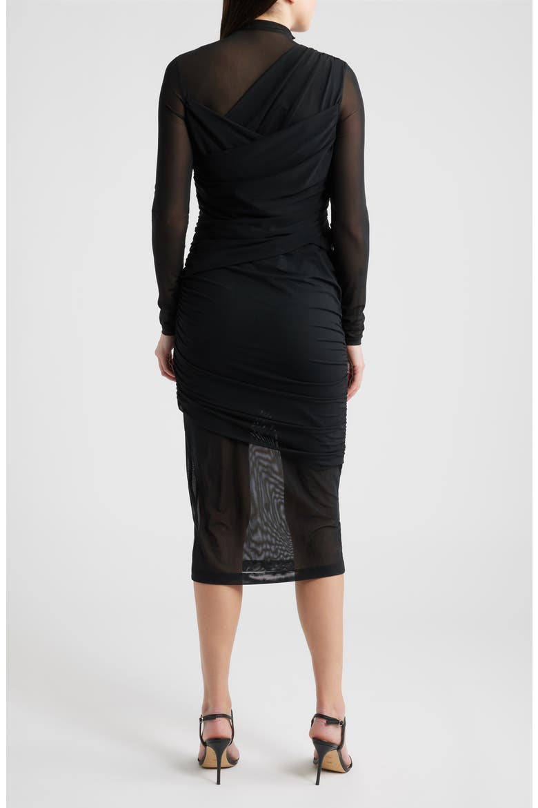 Etulia Ruched Long Sleeve Dress, Alternate, color, BLACK