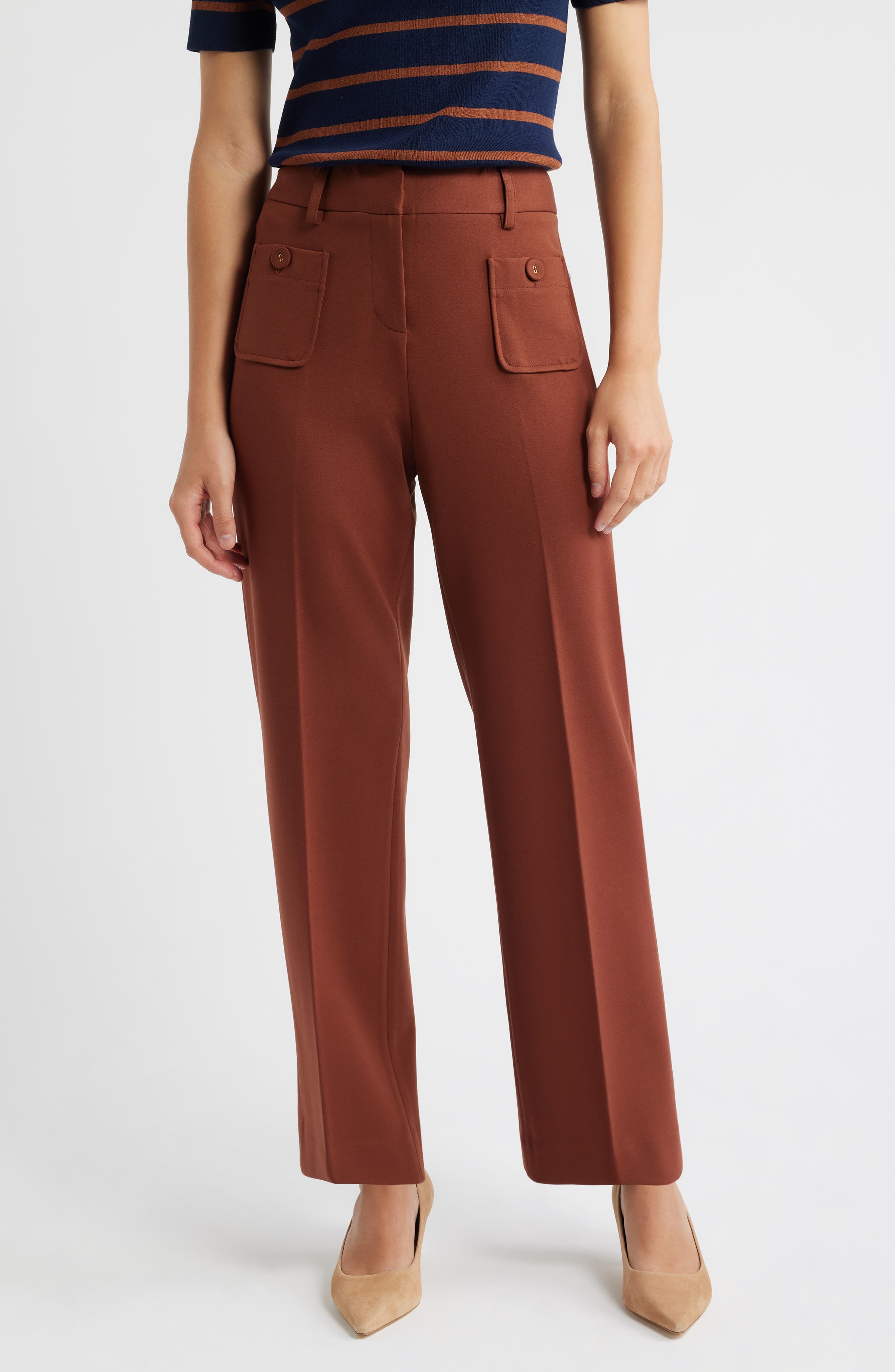Patch Pocket Straight Leg Pants