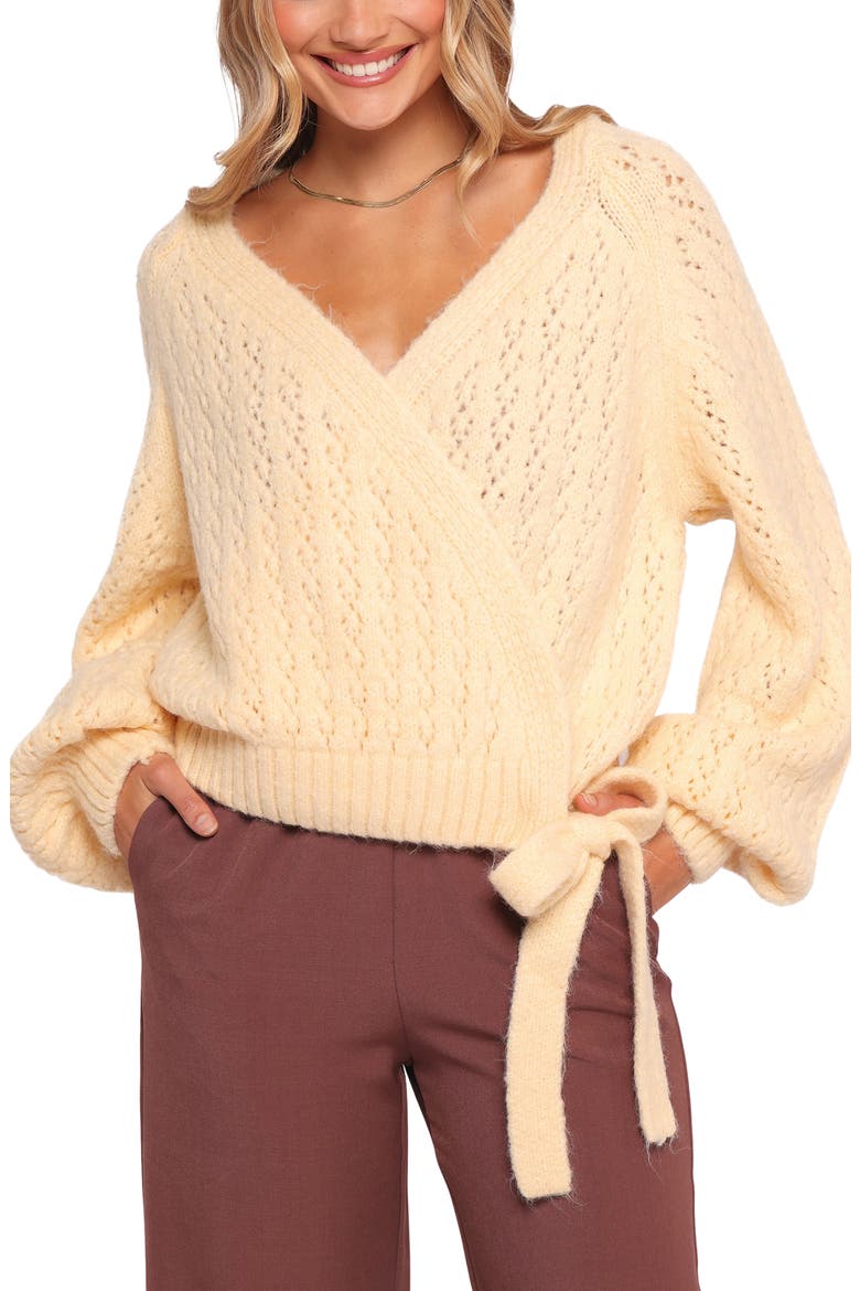 Etta Wrap Cardigan, Main, color, BUTTER