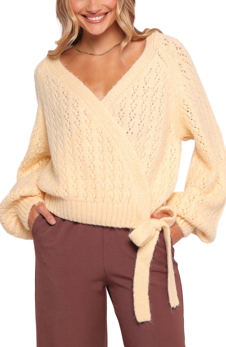 Petal & Pup Etta Wrap Cardigan, Main, color, Butter