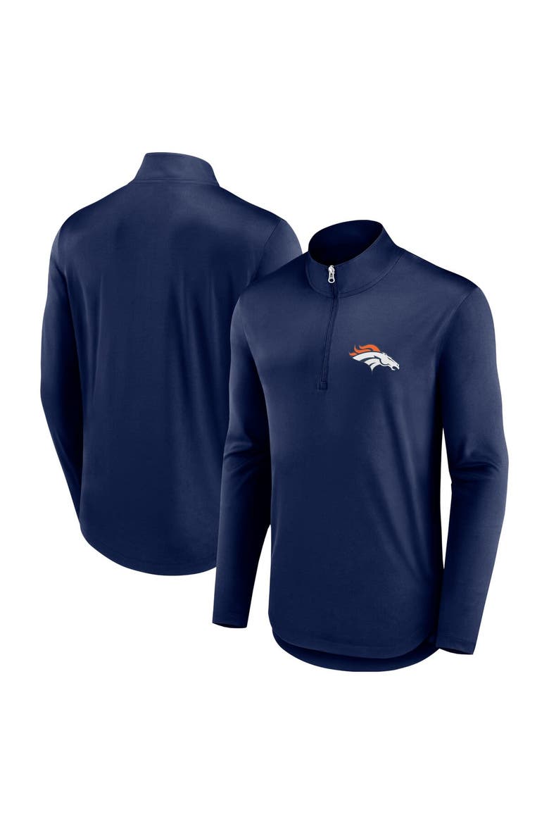 Men's Fanatics Branded Navy Denver Broncos Quarterback Quarter-Zip Top, Main, color, Navy
