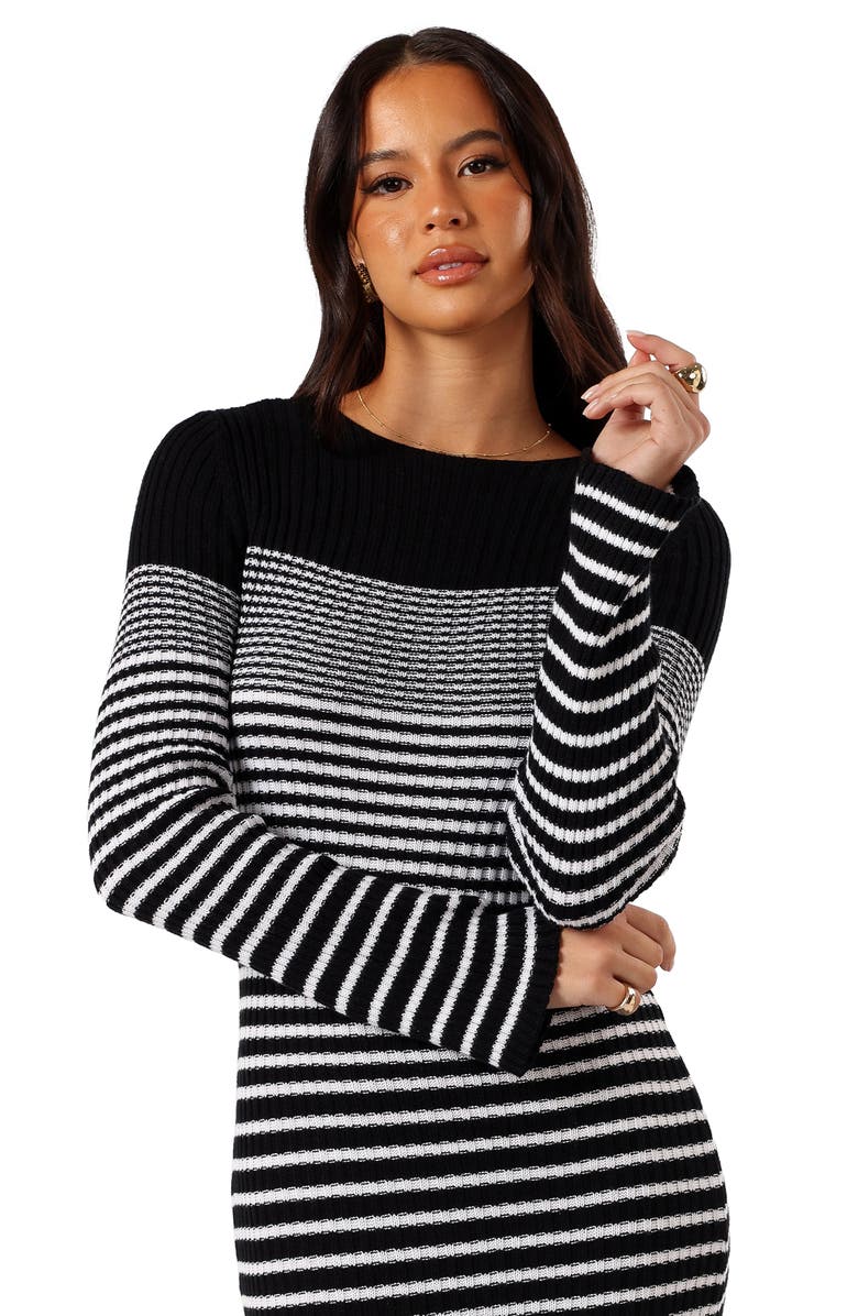 Petal & Pup Camy Stripe Long Sleeve Sweater Dress, Alternate, color, Black/ White
