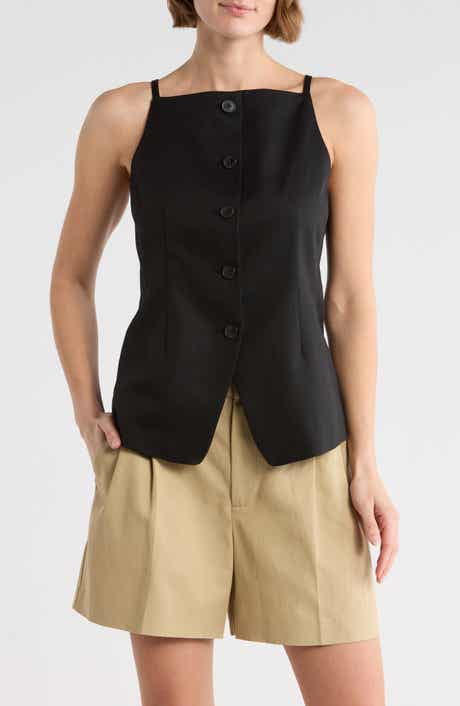 Madewell Harlow Square Neck Drapey Twill Vest