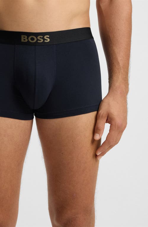 Hugo Boss Assorted 3-pack Gold Boss Logo Power Stretch Cotton Trunks Gift Box In Black