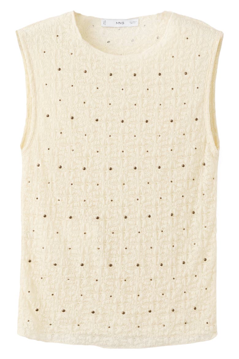 Studded Jewel Neck Tank, Alternate, color, ECRU