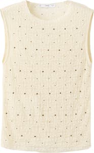 MANGO Studded Jewel Neck Tank