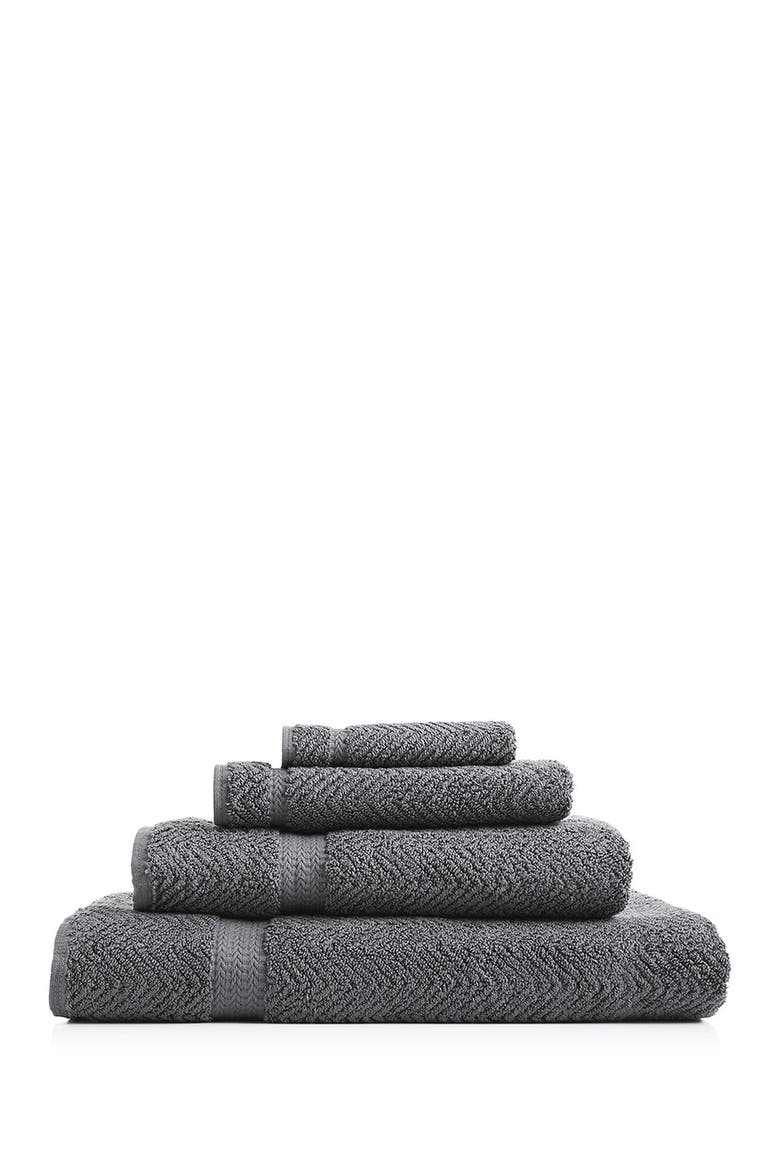 Grey Herringbone 4-Piece Towel Set, Main, color, GREY