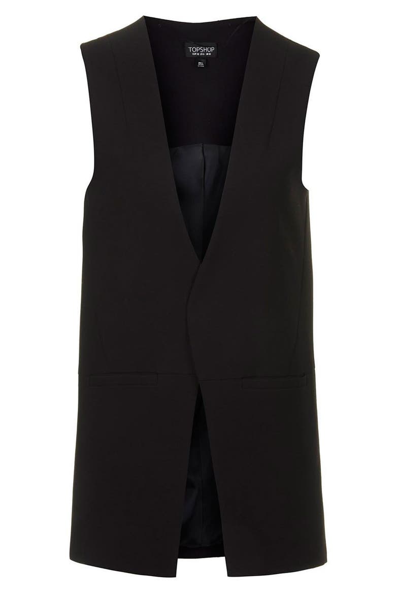 'Molly' Longline Vest, Alternate, color, BLACK