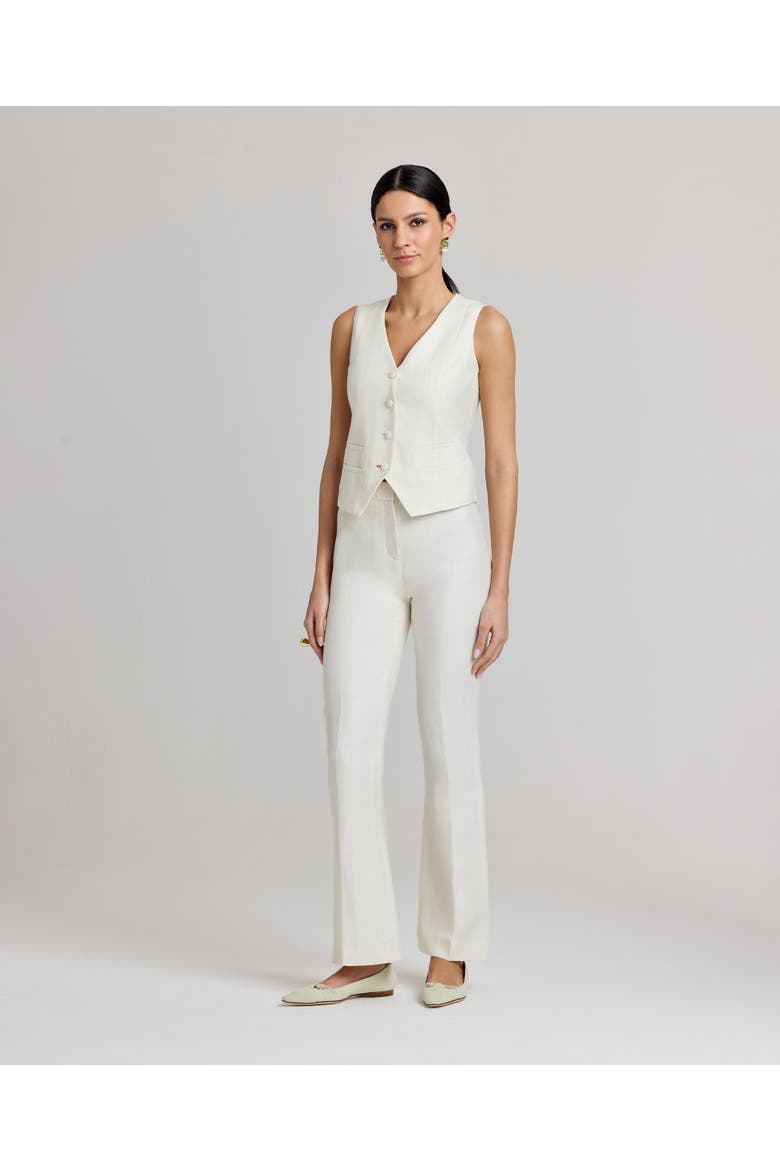 Meryl Linen Fitted Vest, Alternate, color, White
