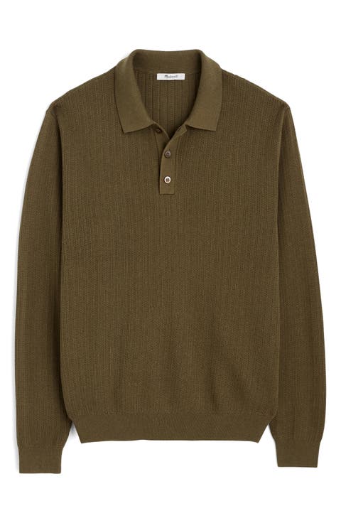 Nile Stitch Button-Up Sweater Polo