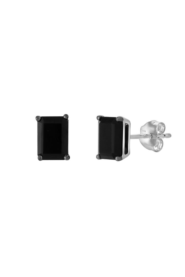 Kova 1.55CT Emerald Cut Black Spinel Stud Earrings 925 Silver, Alternate, color, Sterling Silver