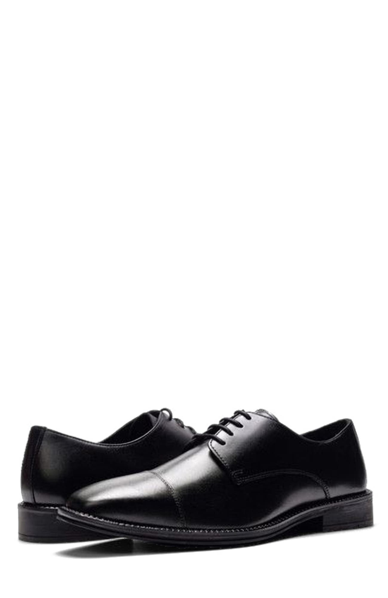 A. Veer Maddox Cap-toe Oxford, Alternate, color, Black Leather