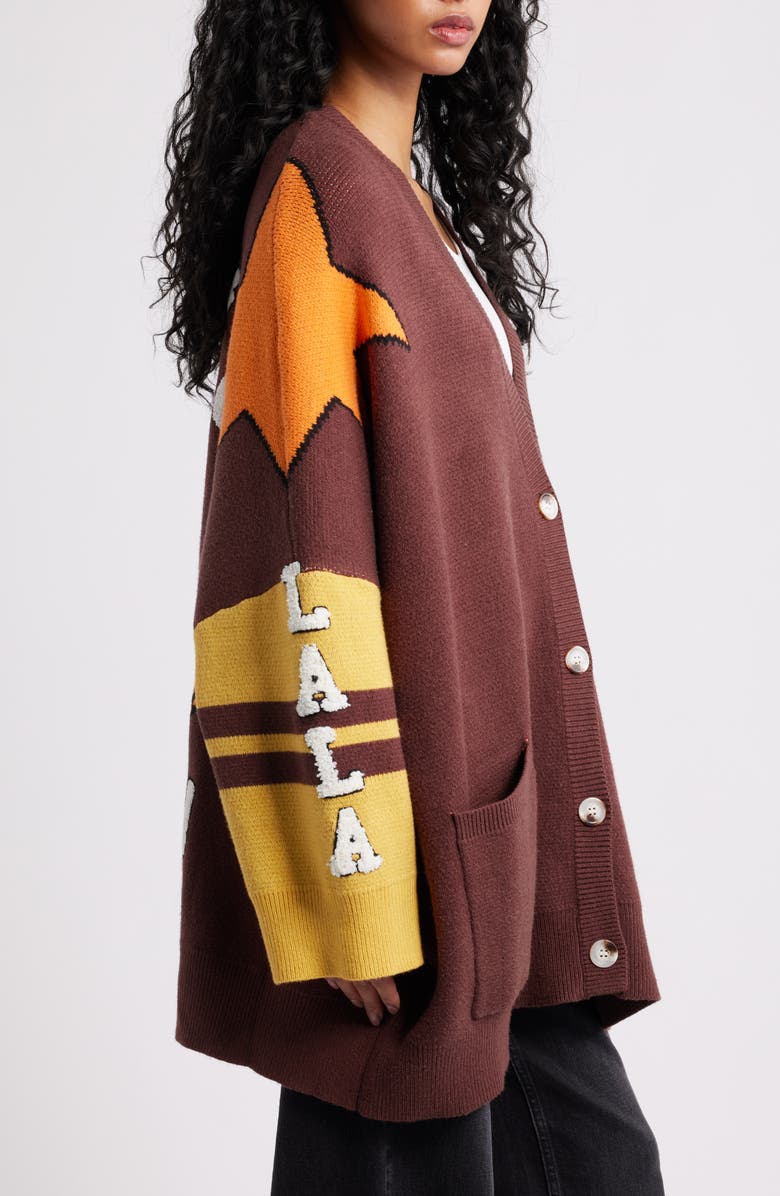 Dressed in Lala Go Get Em Tiger Collegiate Cardigan, Alternate, color, Brown