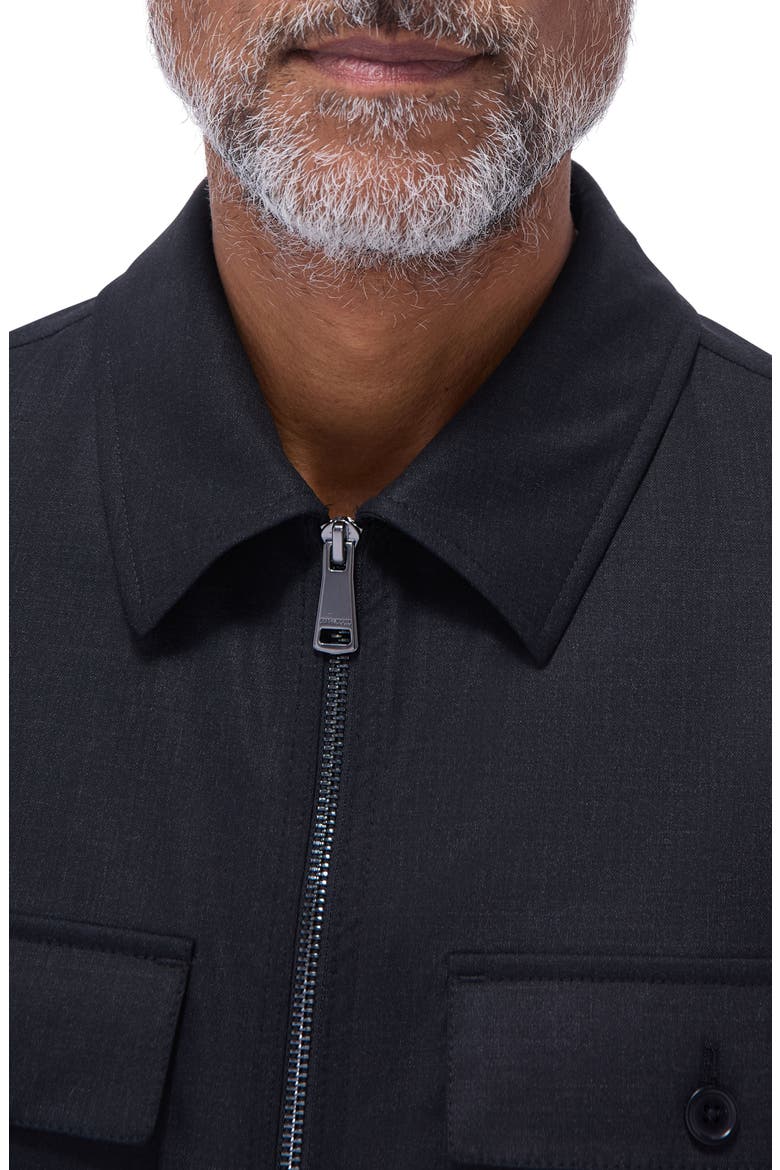 Stretch Wool Zip Shirt Jacket, Alternate, color, BLACK