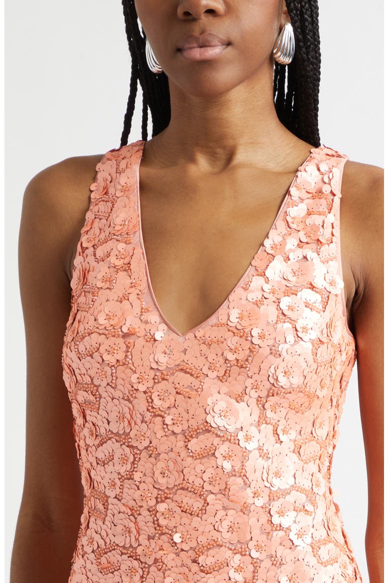 Kinsley Floral Sequin Minidress, Alternate, color, CORAL PAILLETTE