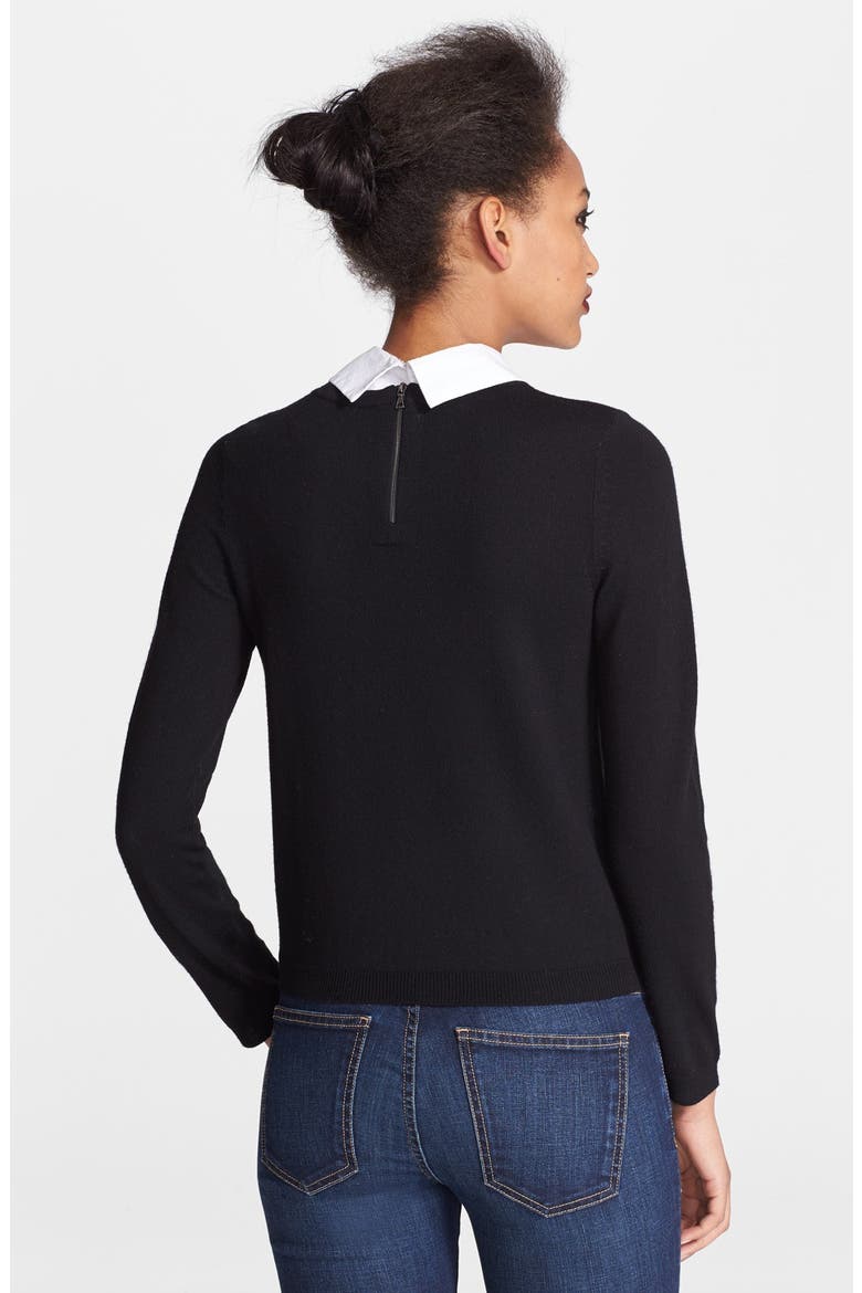 Bow Embroidered Sweater, Alternate, color, BLACK/ WHITE