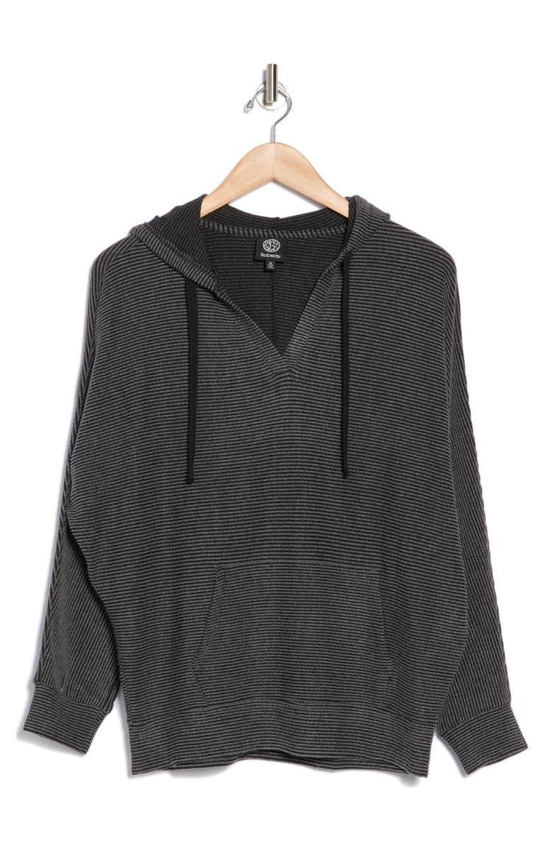 Bobeau Soft Rib Knit Hoodie, Alternate, color, Black