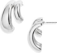 Open Edit Double Curved J-Hoop Earrings