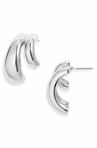 Open Edit Double Curved J-Hoop Earrings