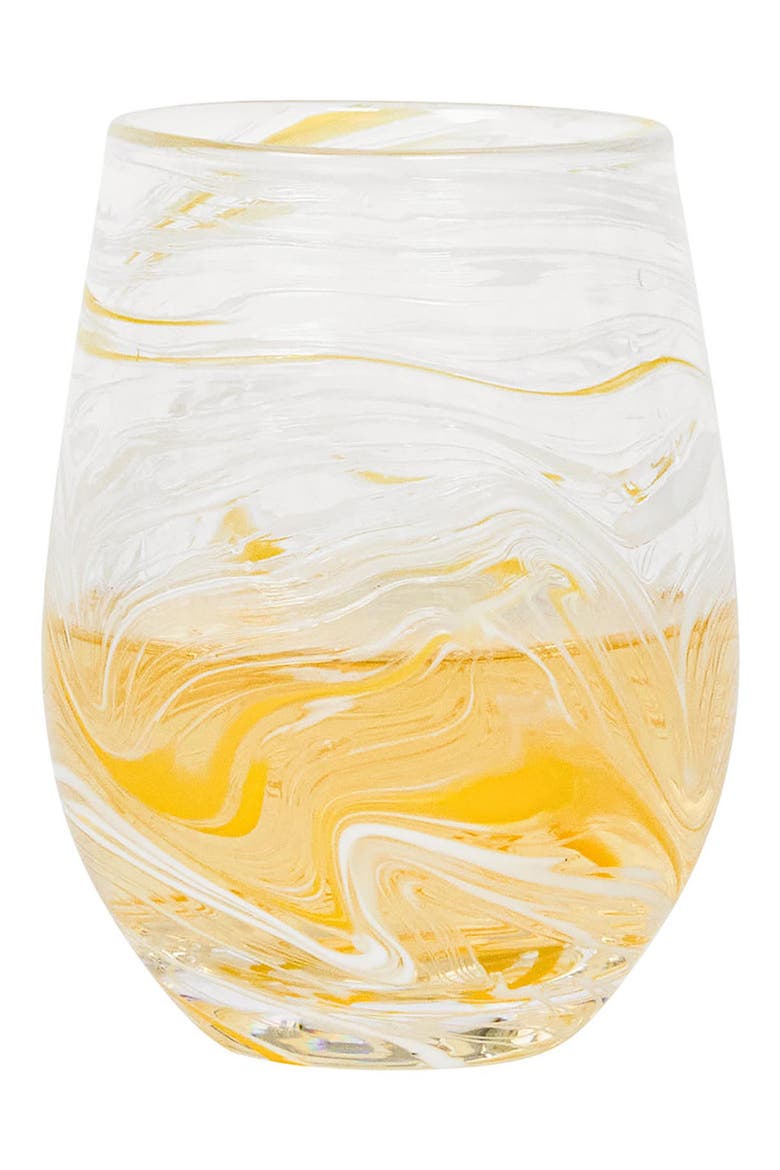 Puro Marbled Stemless Wine Glass, Alternate, color, YELLOW