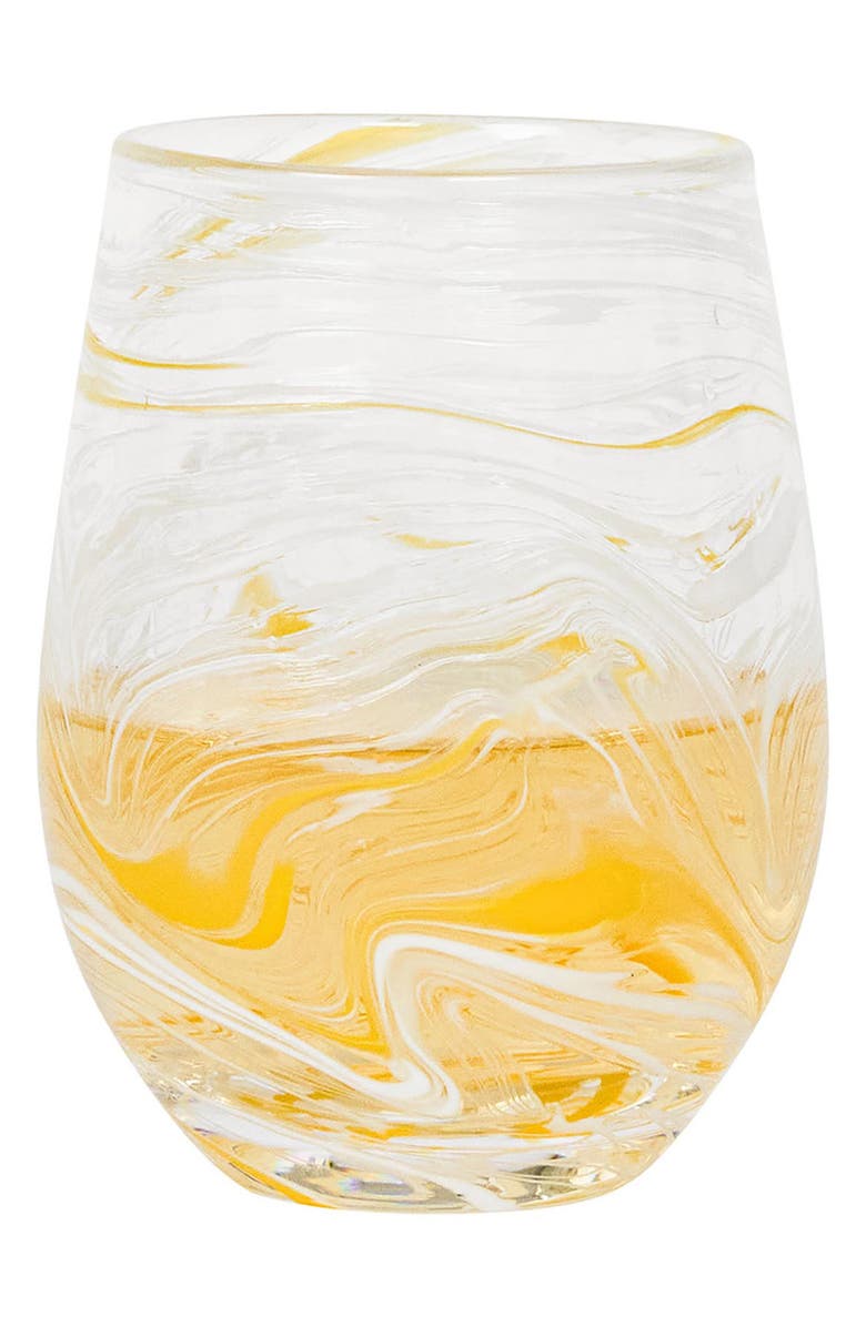 Juliska Puro Marbled Stemless Wine Glass, Alternate, color, Yellow