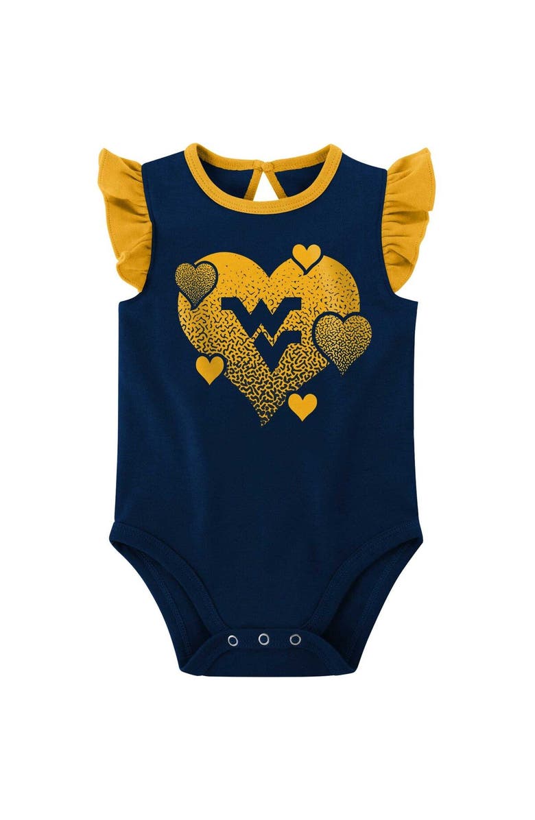 Outerstuff Girls Newborn & Infant Navy/Gold West Virginia Mountaineers Spread the Love 2-Pack Bodysuit Set, Alternate, color, 