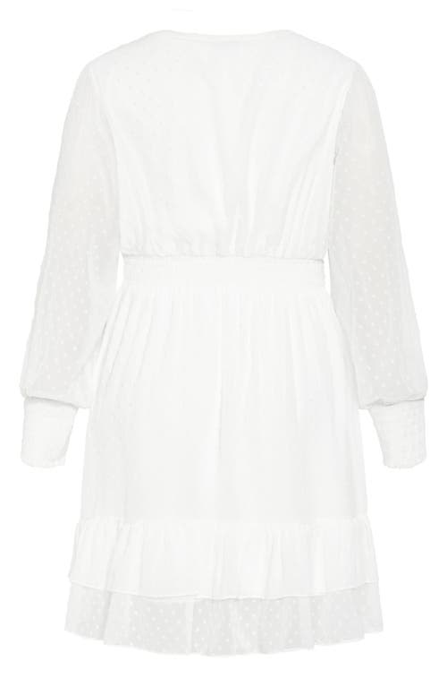 City Chic Ariyah Ruffle Clip Dot Dress In White