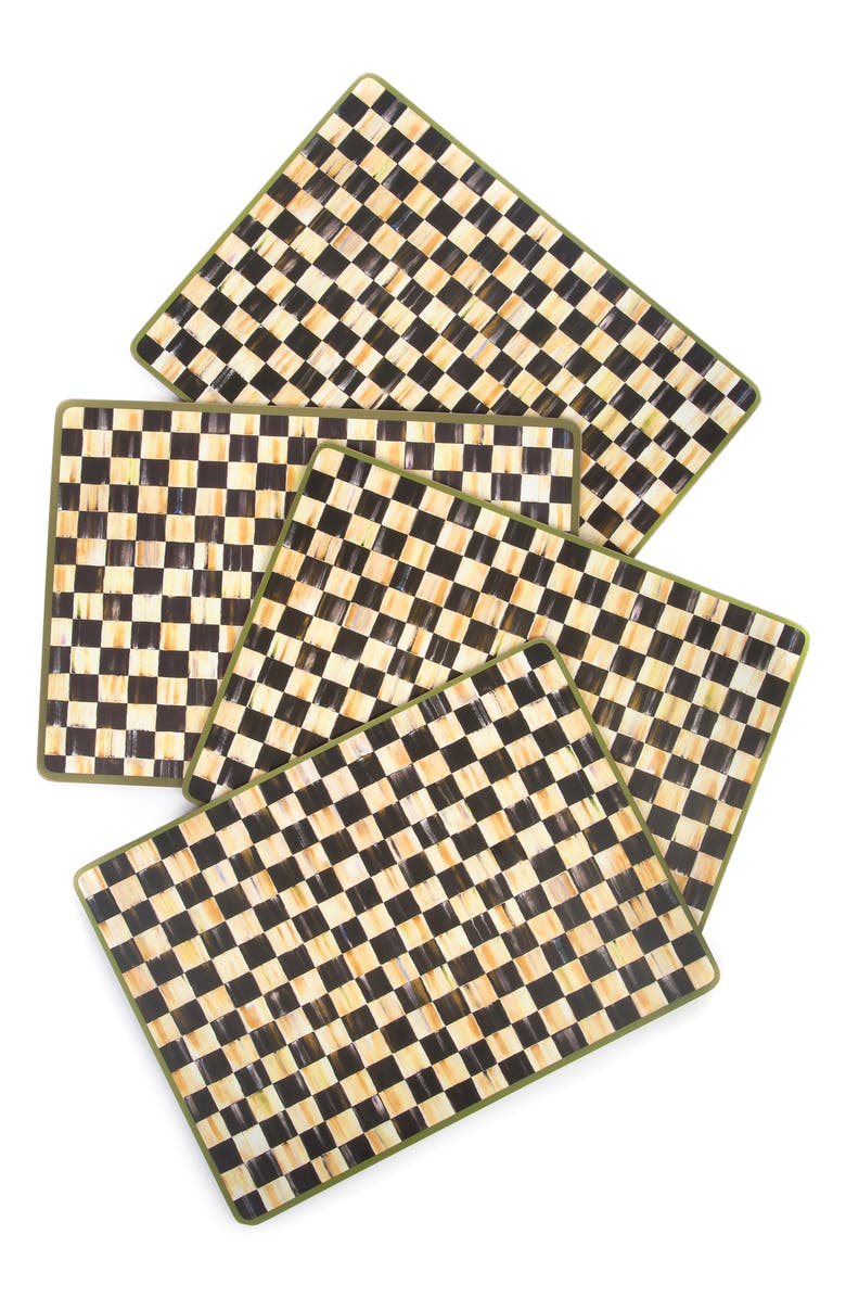 MACKENZIE CHILDS Courtly Check Set of 4 Placemats, Alternate, color, Black/ White