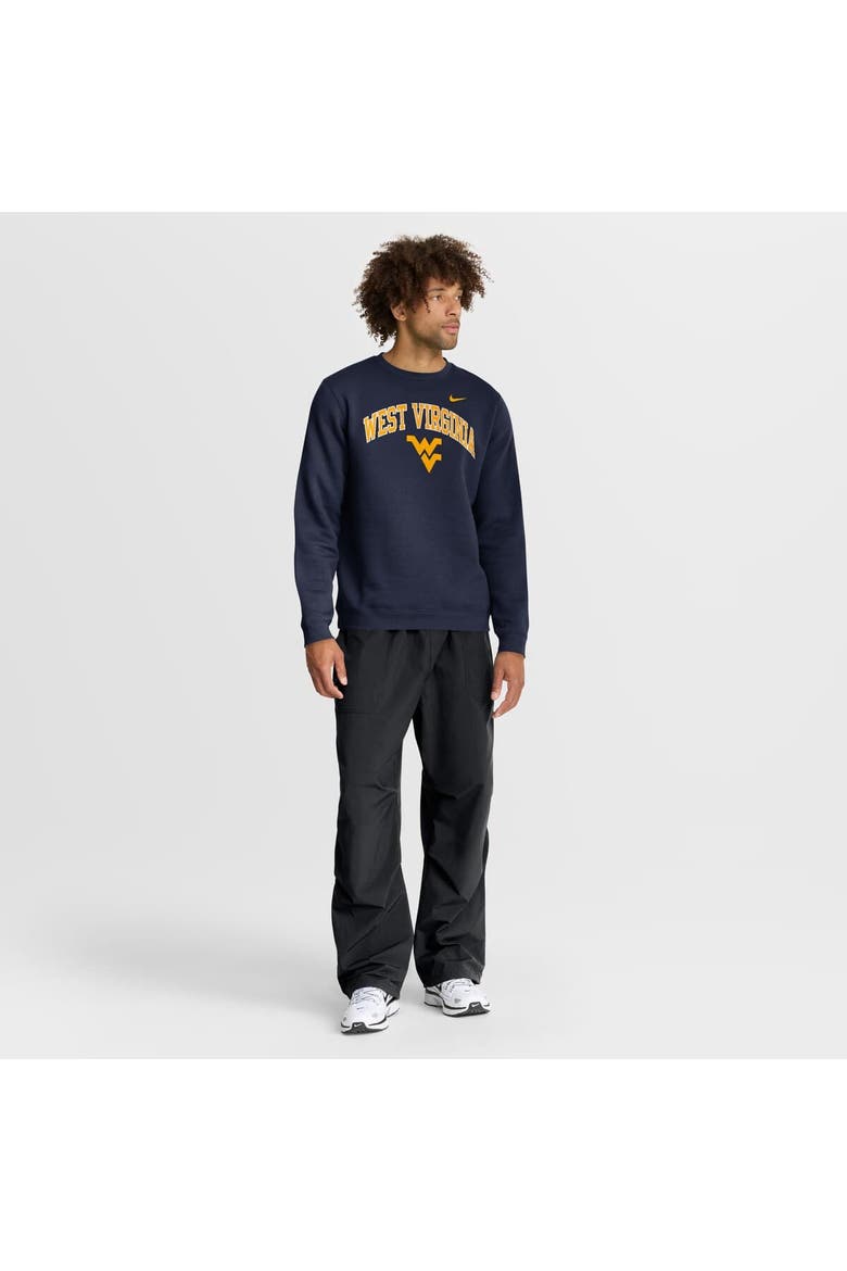 Men's Nike Navy West Virginia Mountaineers Arch Pullover Sweatshirt, Alternate, color, Navy