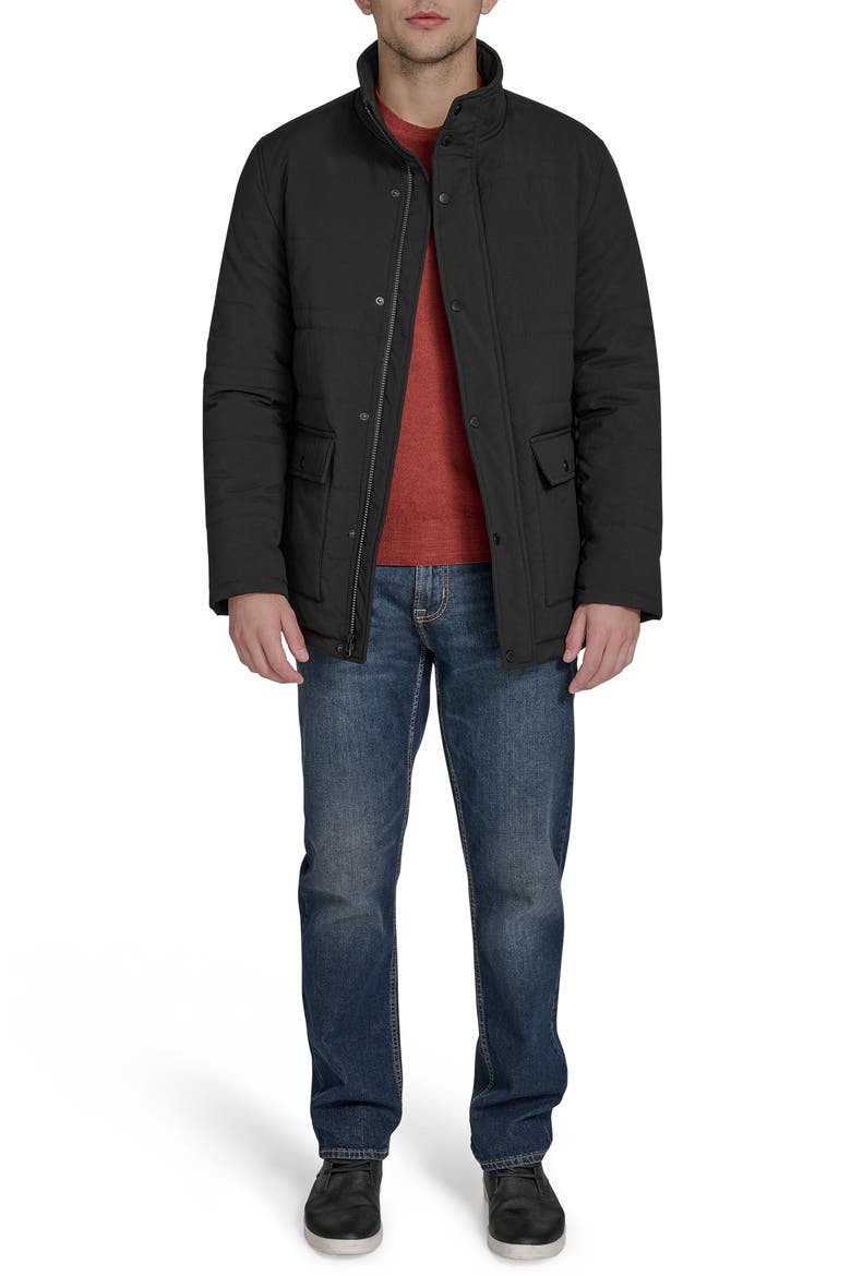 Stretch Crinkle Quilted Jacket, Alternate, color, BLACK